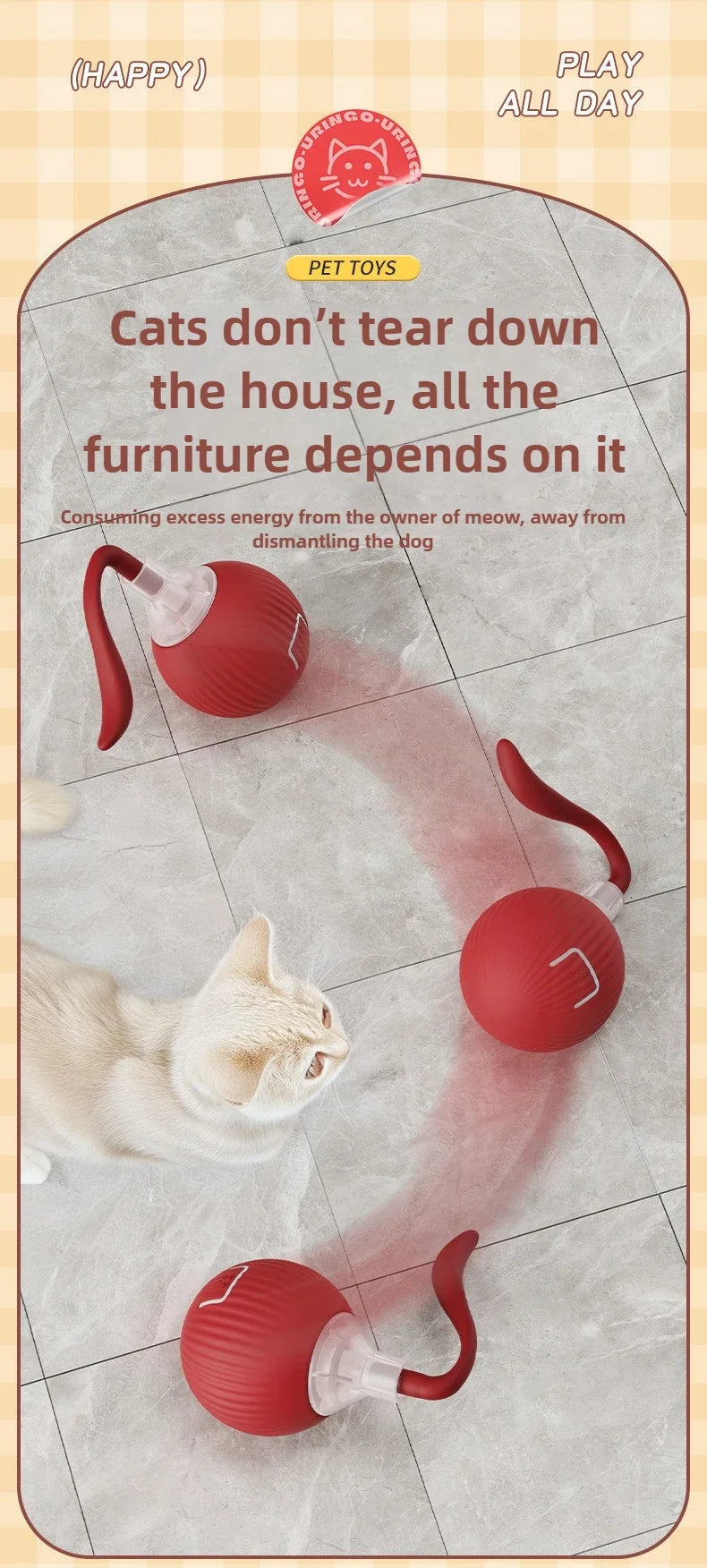 Interactive Cat Ball – Automatic Rolling Electric Toy for Kittens - iHeimly