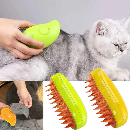 3-in-1 Electric Pet Grooming Brush – Steamy Dog & Cat Hair Remover