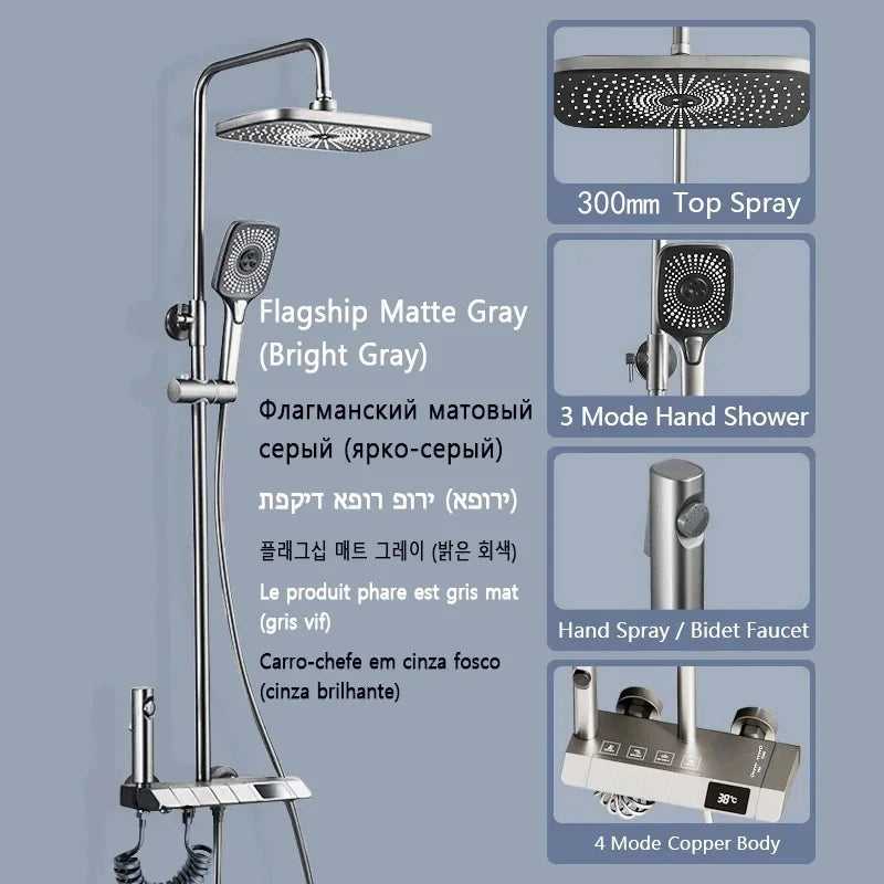 LED Shower Set – Adjustable Rain Shower with Digital Display