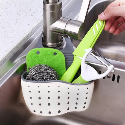 Double Sink Draining Hanging Bag – Adjustable Press Faucet Shelf for Kitchen Storage