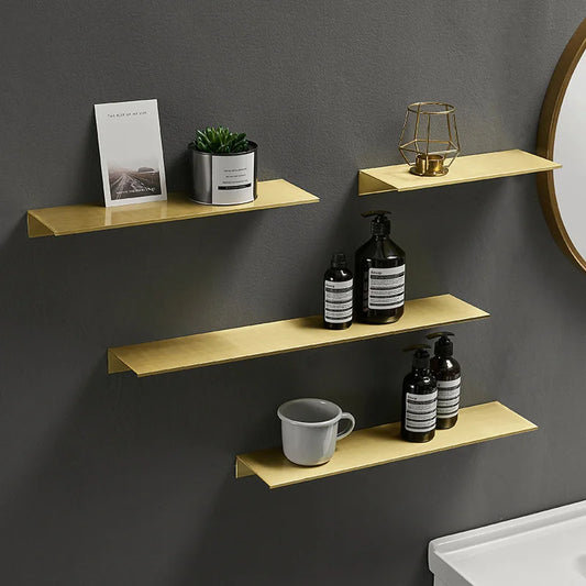 Dual-Tier Metal Bathroom Shelf – Brushed Finish