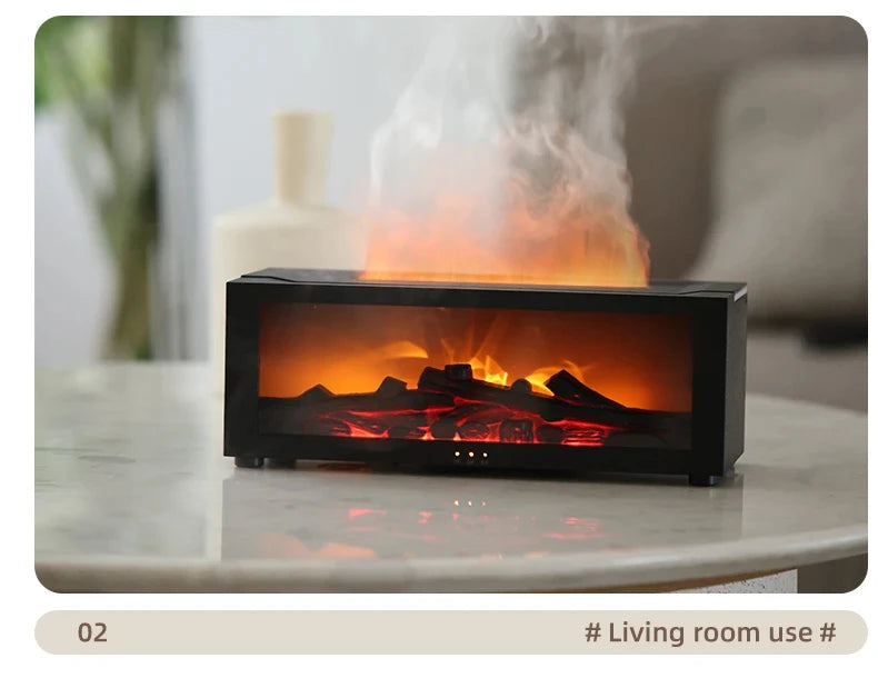 Fireplace Aroma Humidifier – Colorful Flame Air Diffuser with Timer and Remote