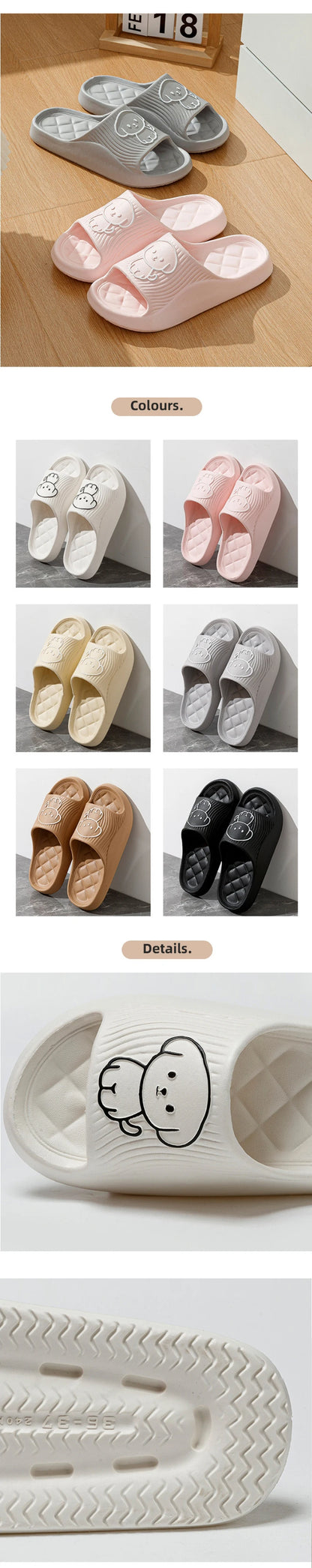 Cute Couple Slippers – Non-slip Indoor EVA Sandals