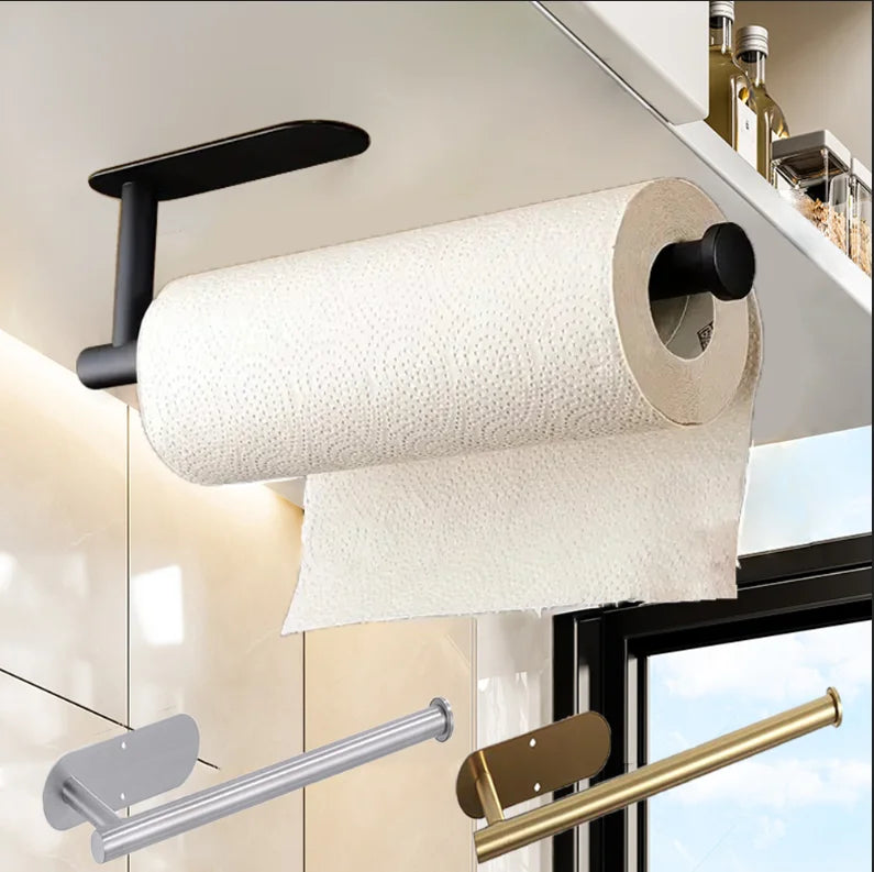 Stainless Steel Paper Towel Holder – Adhesive & Screw Installation