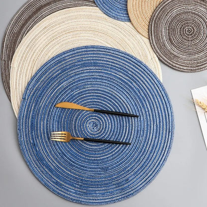 Round Woven Ramie Placemats – Non-Slip Dining Table Mats - iHeimly