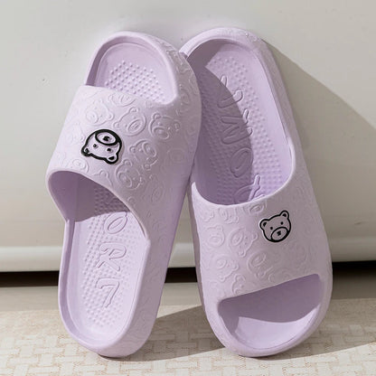 Cute Cartoon Bear Women’s Slippers – Comfortable Soft Sole Bathroom Slides - iHeimly