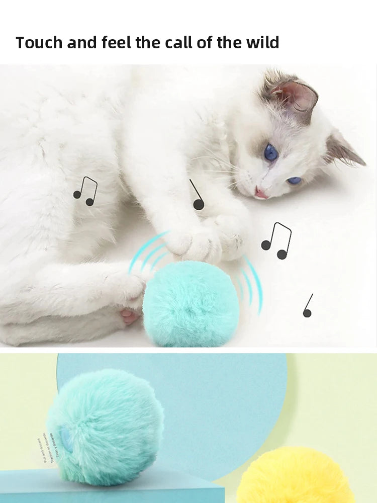 Interactive Sounding Cat Toy Ball – Plush, Battery-Operated, Squeak Toy