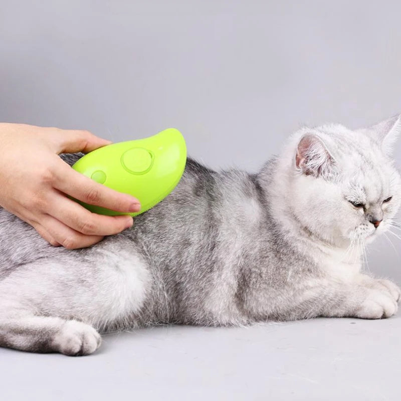 3-in-1 Electric Pet Grooming Brush – Steamy Dog & Cat Hair Remover