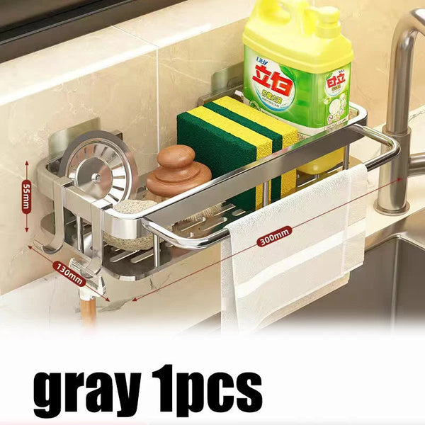 Kitchen Storage Rack – Space Aluminum Sink Tool Cloth Rack - iHeimly