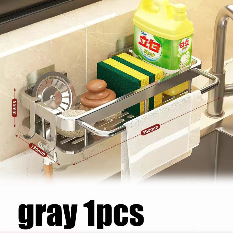 Kitchen Storage Rack – Space Aluminum Sink Tool Cloth Rack - iHeimly