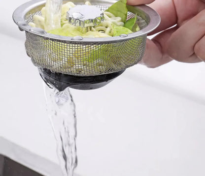 Kitchen Sink Strainer with Handle & Stopper – Stainless Steel Waste Filter