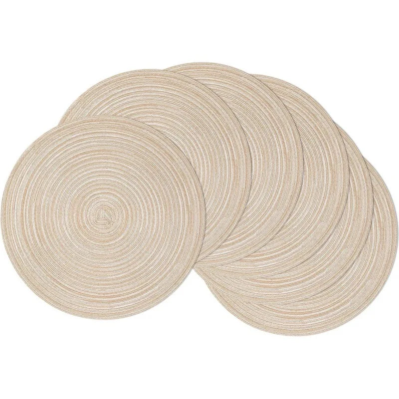 Round Woven Ramie Placemats – Non-Slip Dining Table Mats