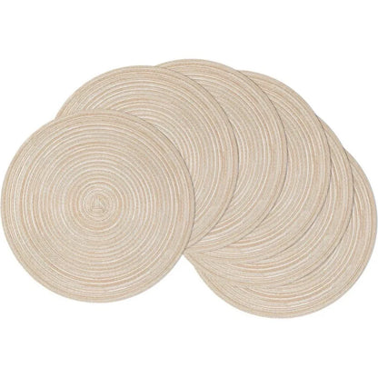 Round Woven Ramie Placemats – Non-Slip Dining Table Mats