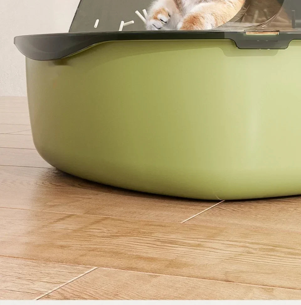 Open Cat Litter Box – Semi-Enclosed Splashproof Pet Toilet