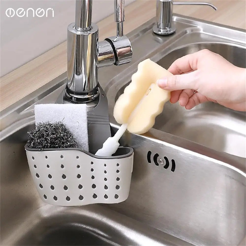 Double Sink Draining Hanging Bag – Adjustable Press Faucet Shelf for Kitchen Storage