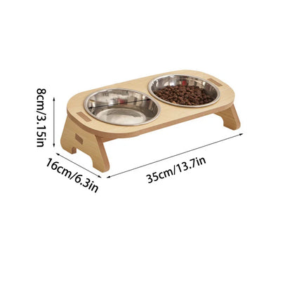 Double Plate Cat Bowl – Neck Protection Pet Feeding Bowl with Anti-Knock Frame