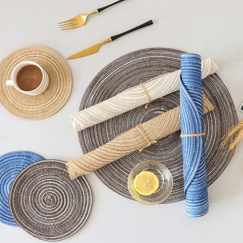 Round Woven Ramie Placemats – Non-Slip Dining Table Mats - iHeimly