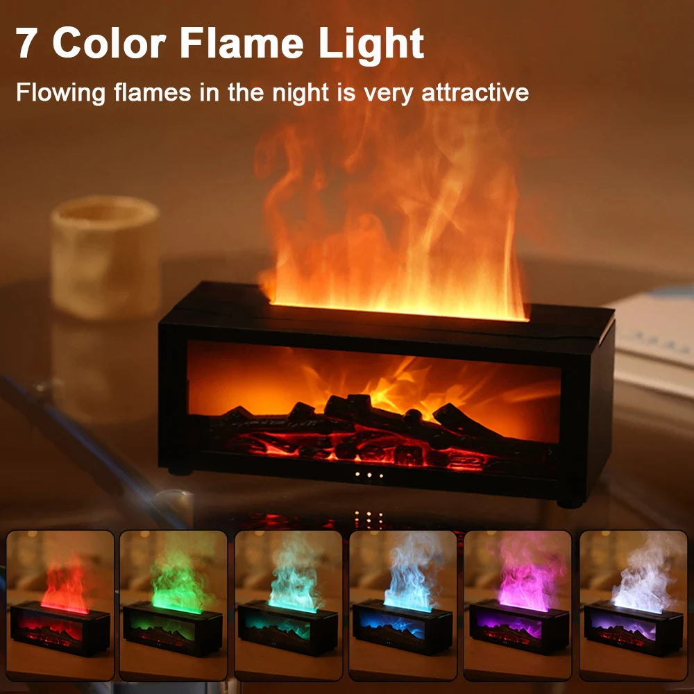 Fireplace Aroma Humidifier – Colorful Flame Air Diffuser with Timer and Remote