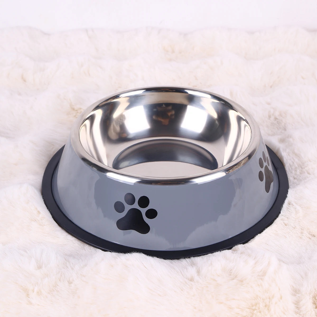 Stainless Steel Pet Bowl with Rubber Bottom