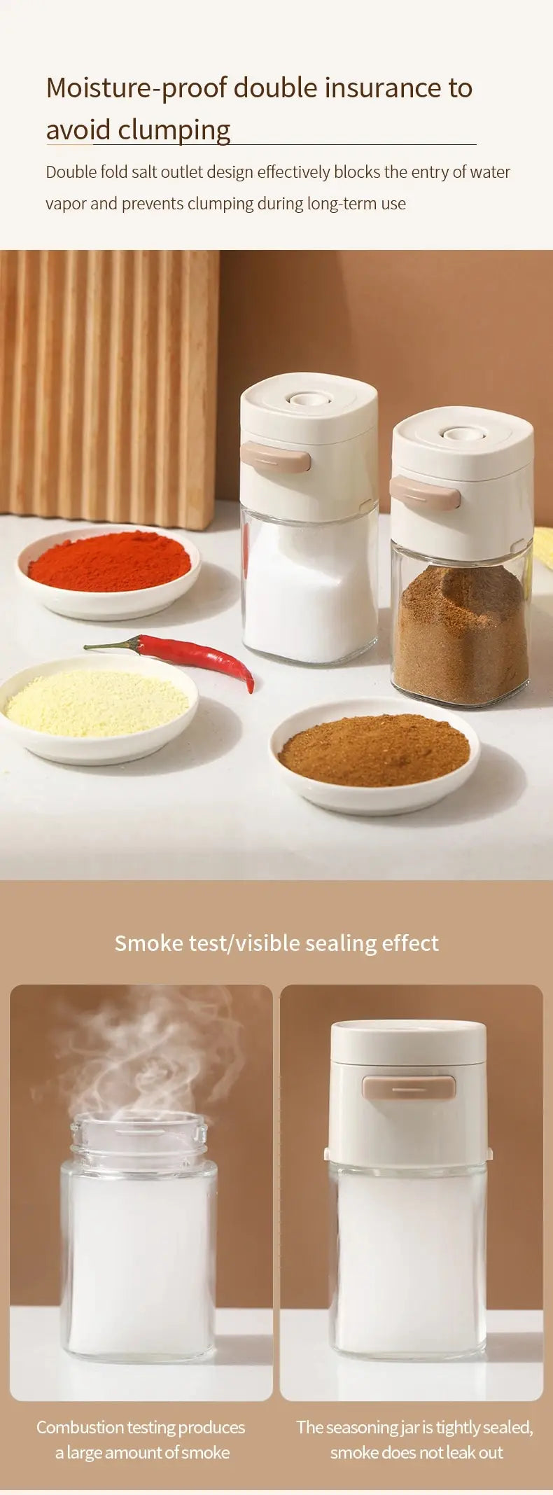 180ml Glass Seasoning Jar – Press-Type Salt Control Bottle