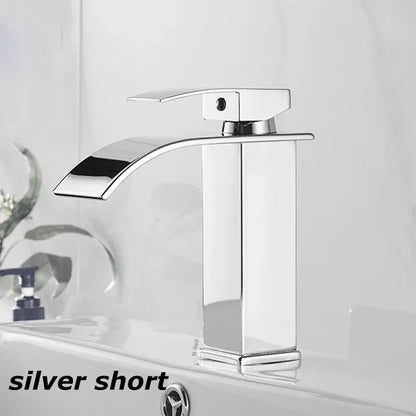 Curved Mouth Basin Faucet – Stainless Steel Hot and Cold Water Waterfall Tap