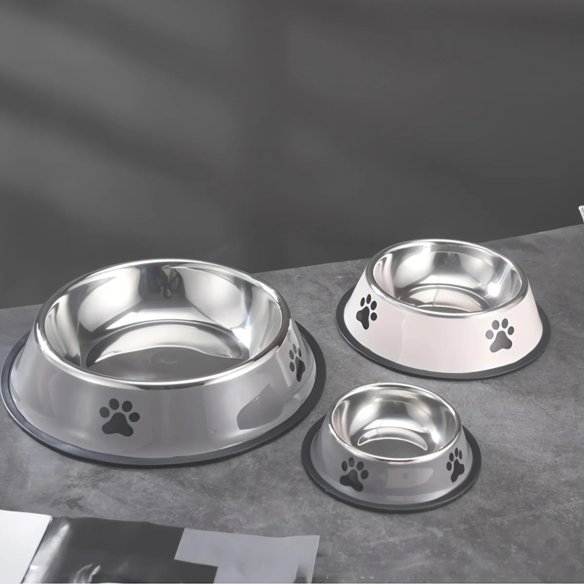 Stainless Steel Pet Bowl with Rubber Bottom