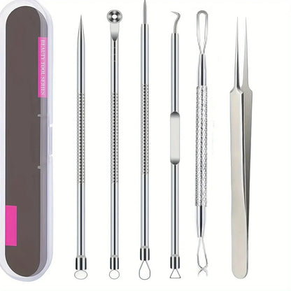 6Pcs Ultra-Precise Pimple Tweezers Set – Acne & Blackhead Removal Tool