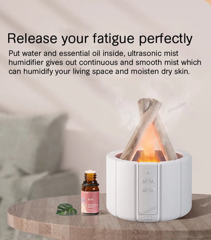 KINSCOTER Campfire Aroma Diffuser – Ultrasonic Humidifier with Flame Effect