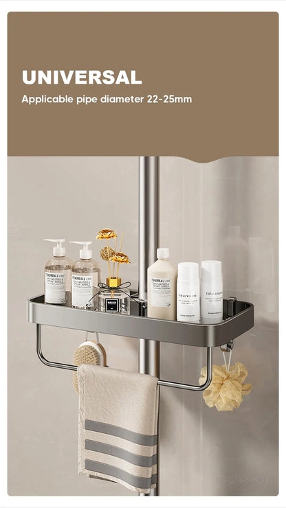 Space Aluminum Bathroom Shower Shelf – Wall-Mounted, No Drilling