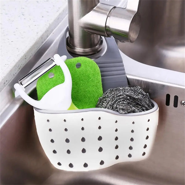 Double Sink Draining Hanging Bag – Adjustable Press Faucet Shelf for Kitchen Storage