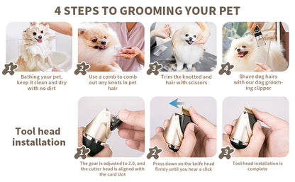Electric Dog Clippers – Rechargeable Pet Grooming Tool with 4 Length Combs - iHeimly